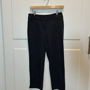 Chicos Black White Pinstripe Stretch Pants Women Size‎ 2P